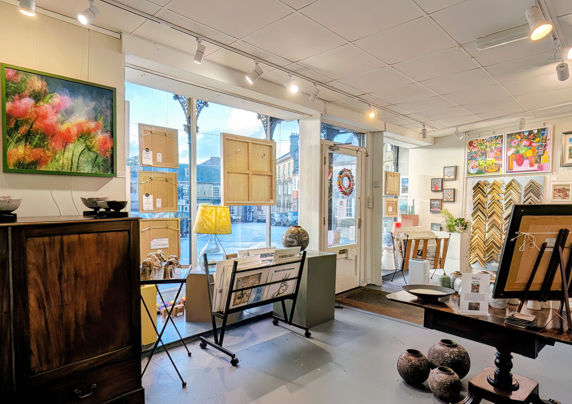 Art & Beyond gallery, Beaminster, Dorset. Sarah McNulty featured canvas art prints. Spring 2026