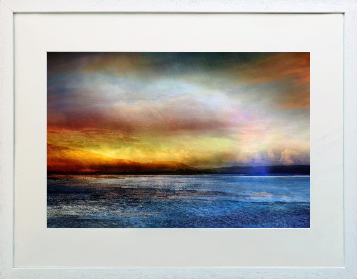 Ebb and Flow is a dramatic contemorary fine art print of a sunrise at Golden Cap in Dorset